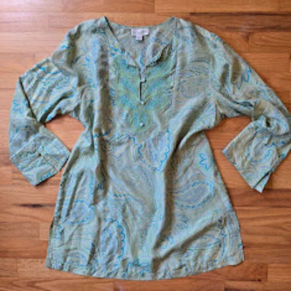 Coldwater Creek 100% Silk Paisley Tunic Top – Size L